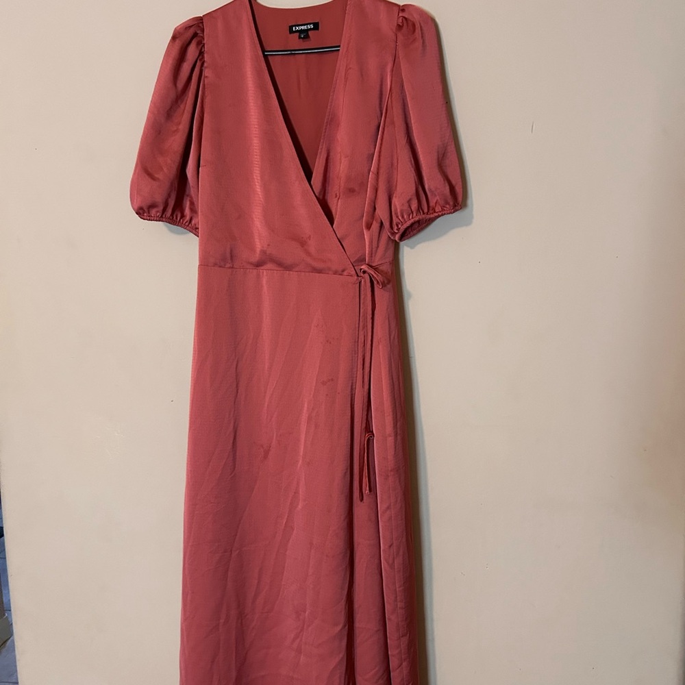 Express Rose Long Sleeve Wrap Dress
